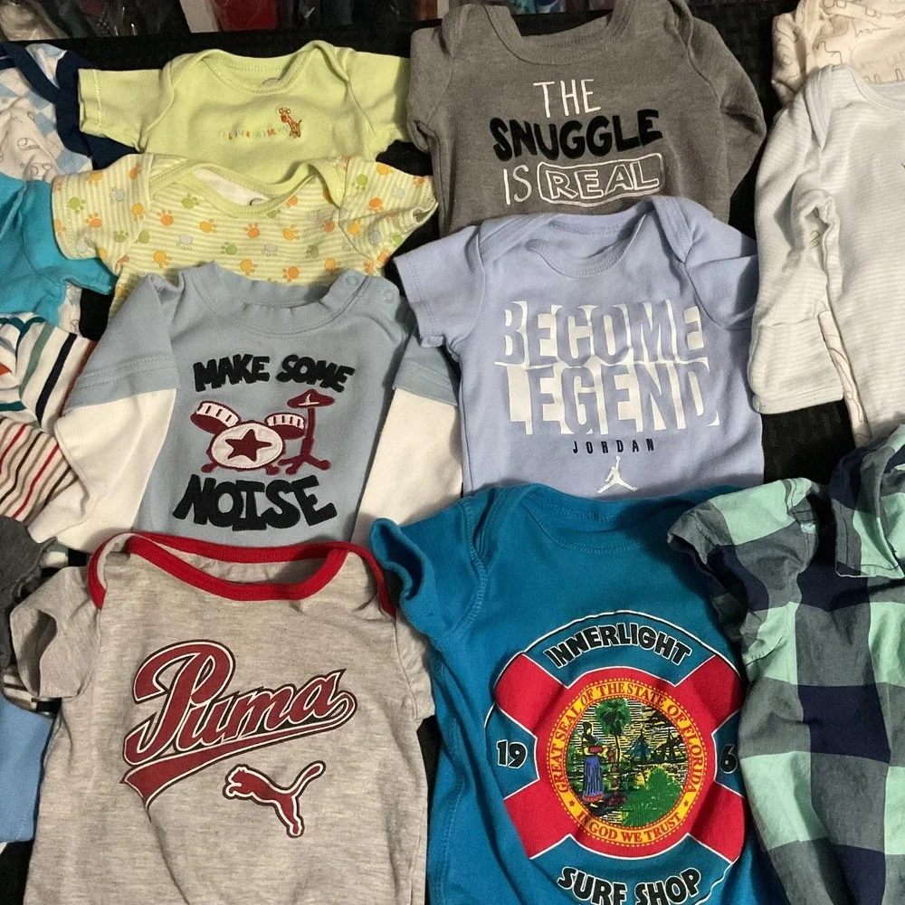 Mixed Brands Clothes Lot‎ Boys 0-6M Multicolor Bodysuits Pants Sweater 31pc